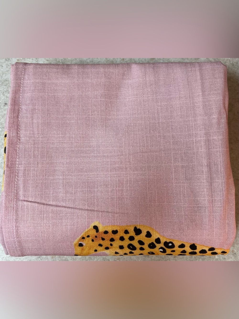 Anthropologie Leopard Organic Cotton Shower Curtain, Blush - Picture 4 of 5